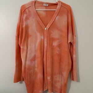 LA MIEL Orange and White Cardigan Sweater